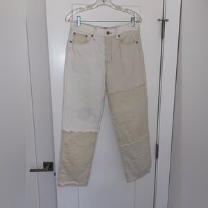 J Crew Womens Cotton White Patchwork High Waisted Jeans size 28